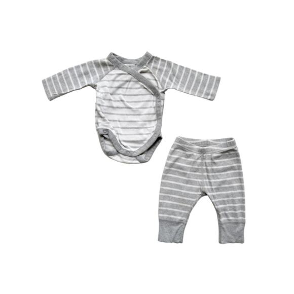 Hanna Andersson Gray Stripe Wiggle Set Size 0-3m - Picture 1 of 9
